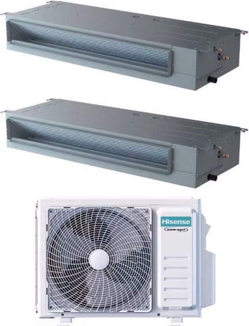Climatizzatore Condizionatore Hisense Dual Split Inverter Canalizzato 9000+12000 BTU Colore Bianco con Telecomando e Wi-Fi Opzionale Classe Energetica A++ – 1