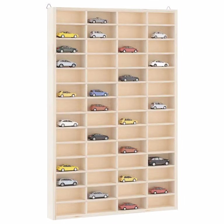 Vetrina da collezione vidaXL in legno con 56 scomparti, marrone e beige, L: 40 cm, P: 4,5 cm, H: 60 cm