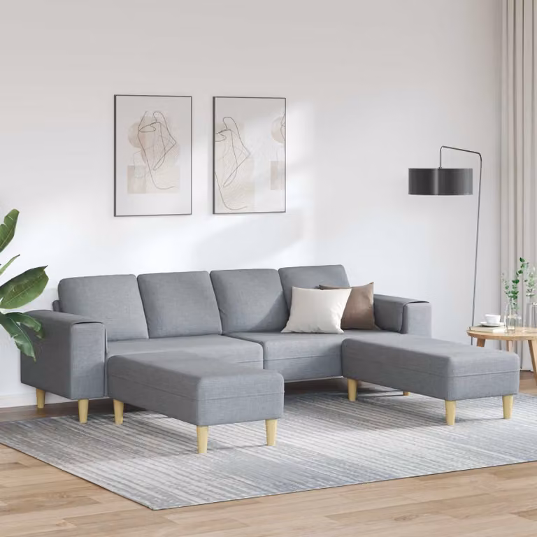 Set di divani da soggiorno vidaXL in tessuto grigio con cuscini inclusi