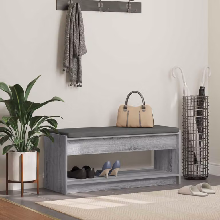 Panca porta scarpe moderna vidaXL grigia L: 103 cm, P: 38 cm, H: 45 cm
