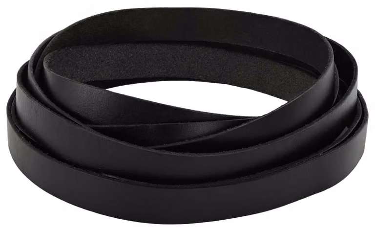 Cinghia in pelle, colore nero, dimensioni 500 x 1,5 cm, materiale: pelle