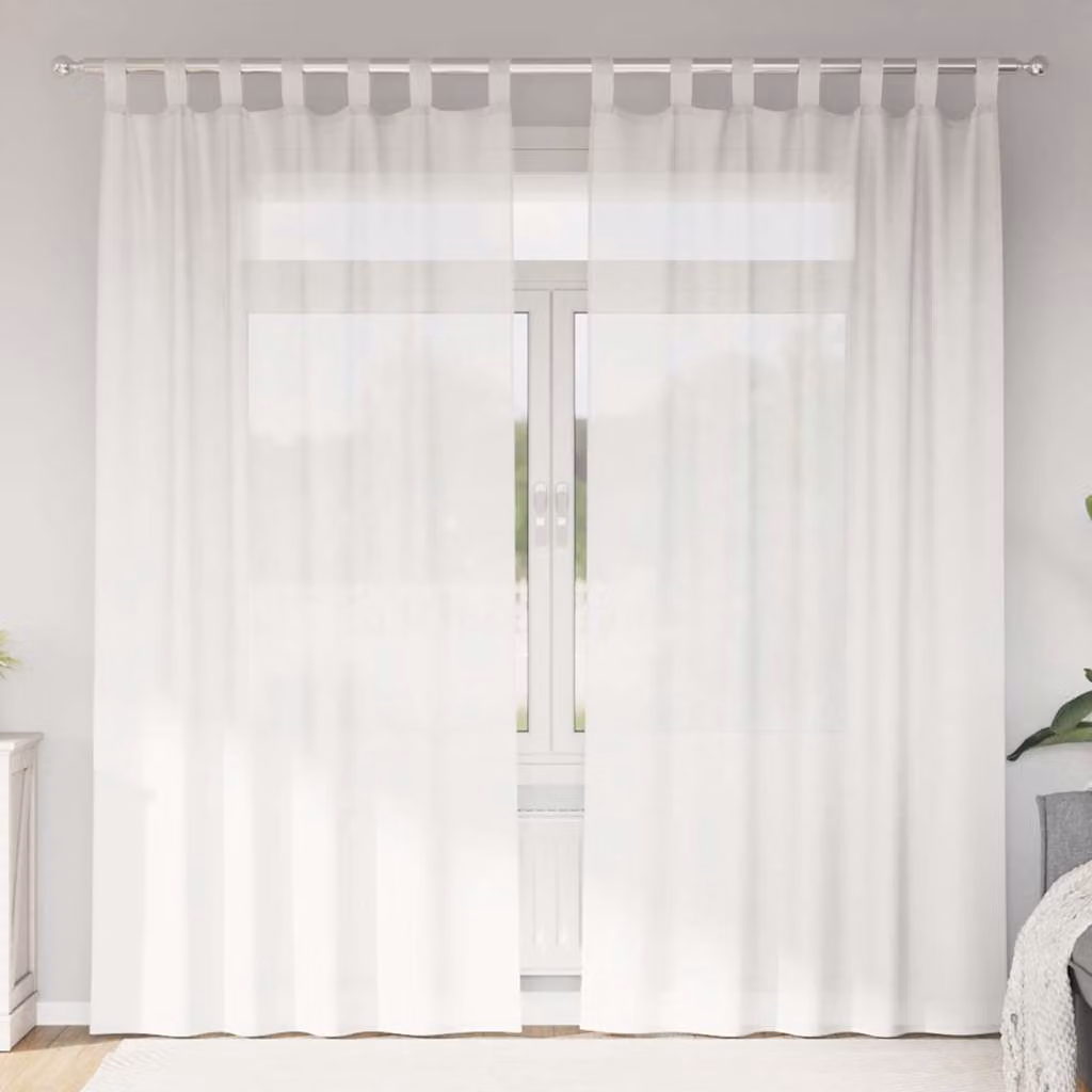 Set di 2 tende in voile semi-trasparenti vidaXL bianche con passanti, L 140 cm x H 225 cm