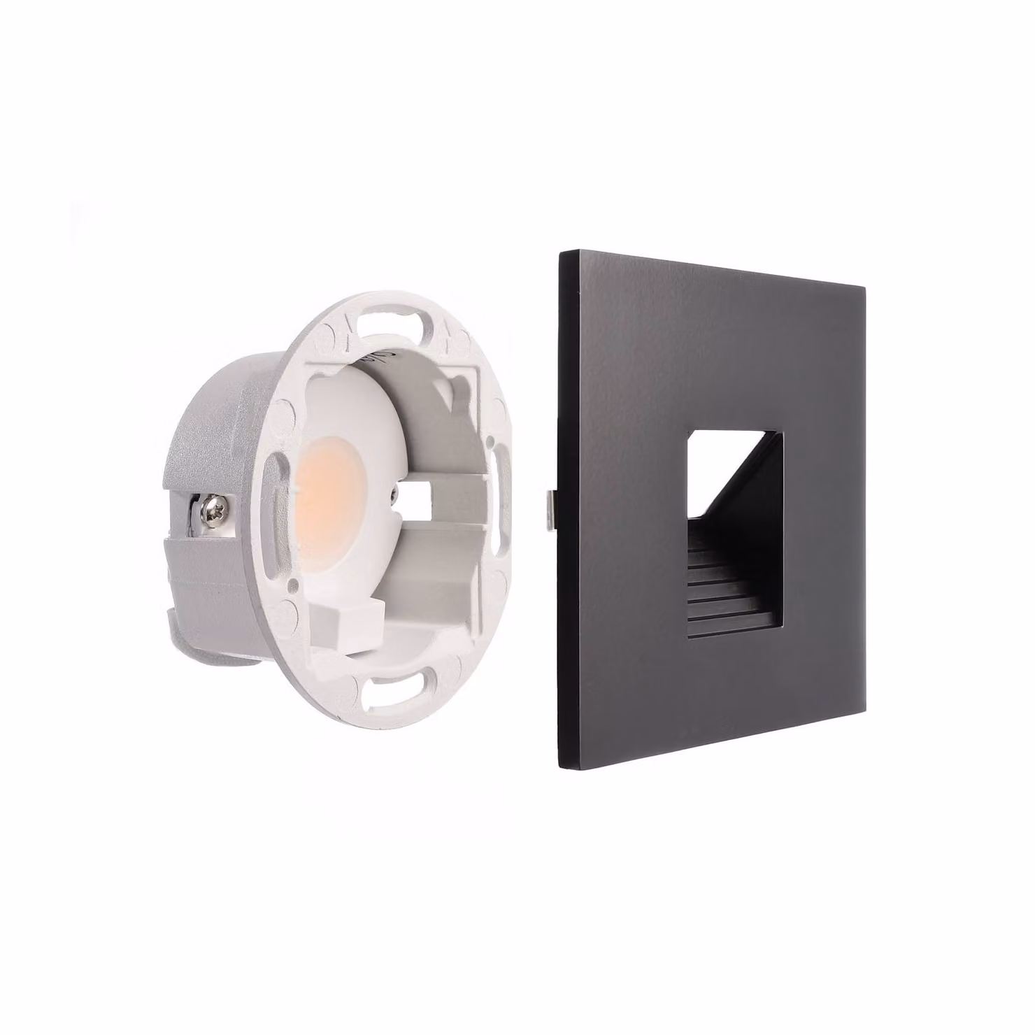 Deko-Light Applique a LED da incasso SET Alwaid nero 8 x cm livello 2.700K, Nero, Corridoio, Alluminio, Moderno, Faretto da incasso a parete