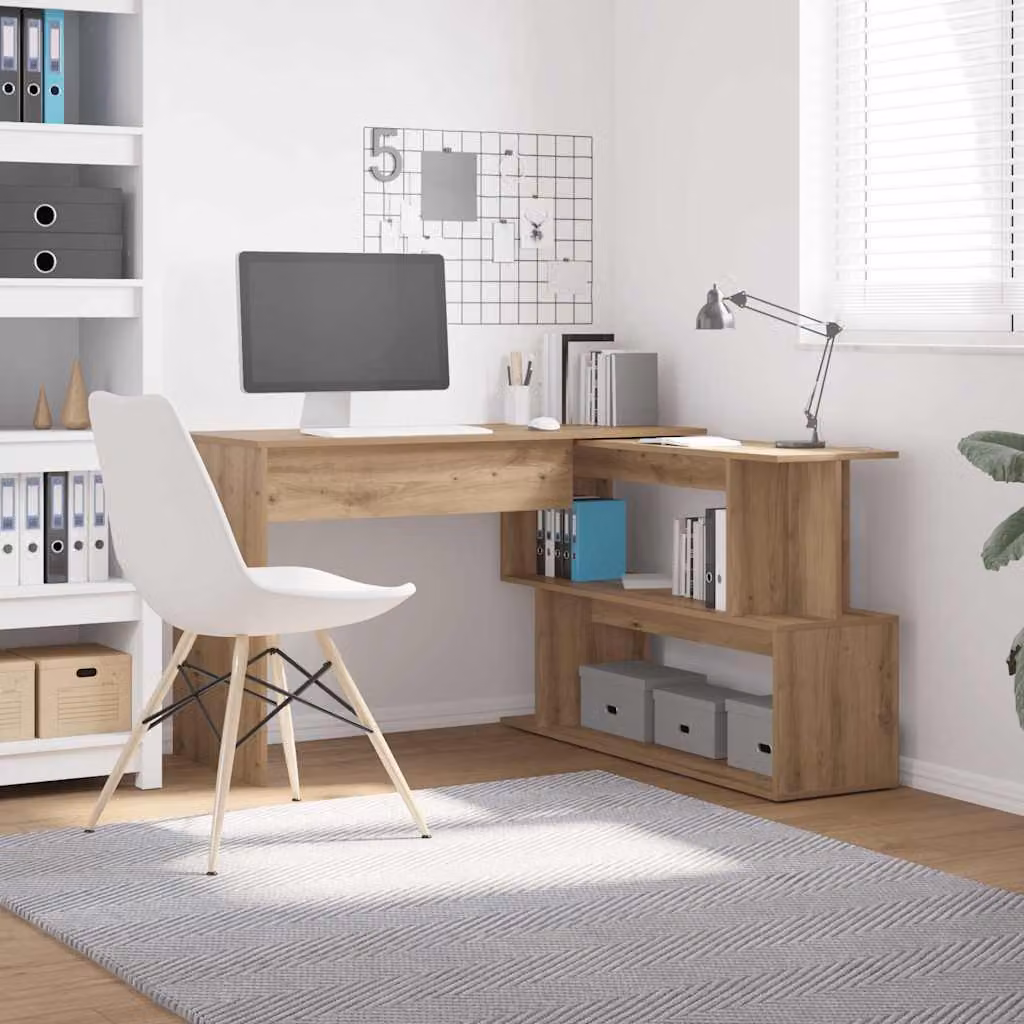 Scrivania Angolare Moderna vidaXL in Rovere Marrone, L/P/H: 200,5 x 50 x 76 cm
