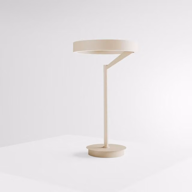 Gea Criseide Lampada da tavolo LED dimmabile in alluminio e silicone bianca o beige