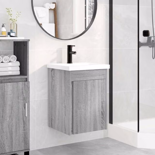 Mobile bagno moderno vidaXL grigio con rubinetto L/P/H: 42 x 40 x 74,5 cm