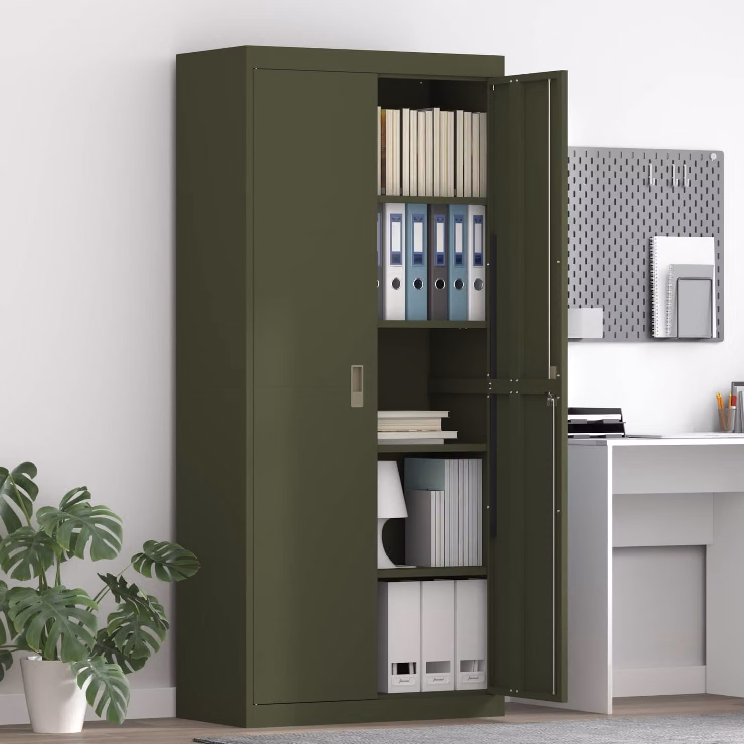 vidaXL Armadio Verde oliva 80 x 40 x 180 cm Acciaio