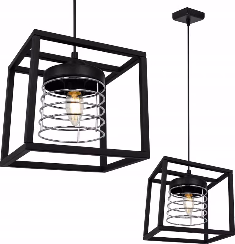 Lampada a sospensione Rasti Cage - Lampada da soffitto per soggiorno, camera da letto e sala da pranzo - Lampada a sospensione in metallo e vetro - E27 - Cromo - 1 lampadina
