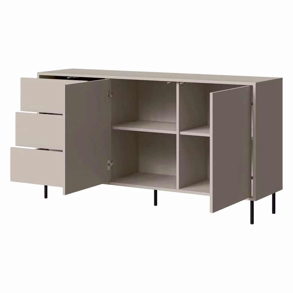 Madia DMORA Civezza con 3 cassetti, design moderno, Beige e Nero, L: 150 cm, P: 39 cm, H: 80 cm – 2