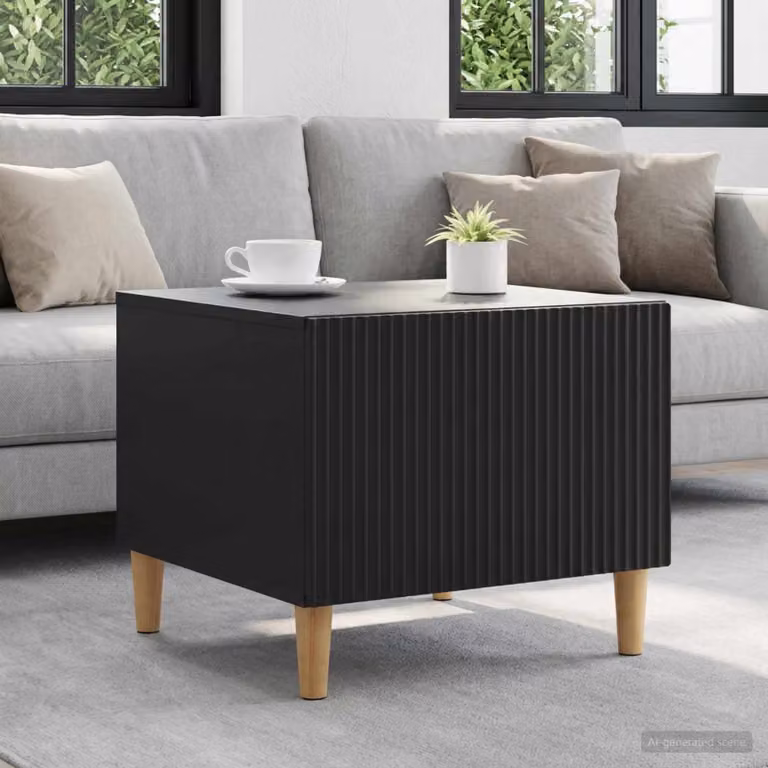 vidaXL Tavolino da salotto moderno in legno MDF nero L: 49 cm, P: 50 cm, H: 40 cm