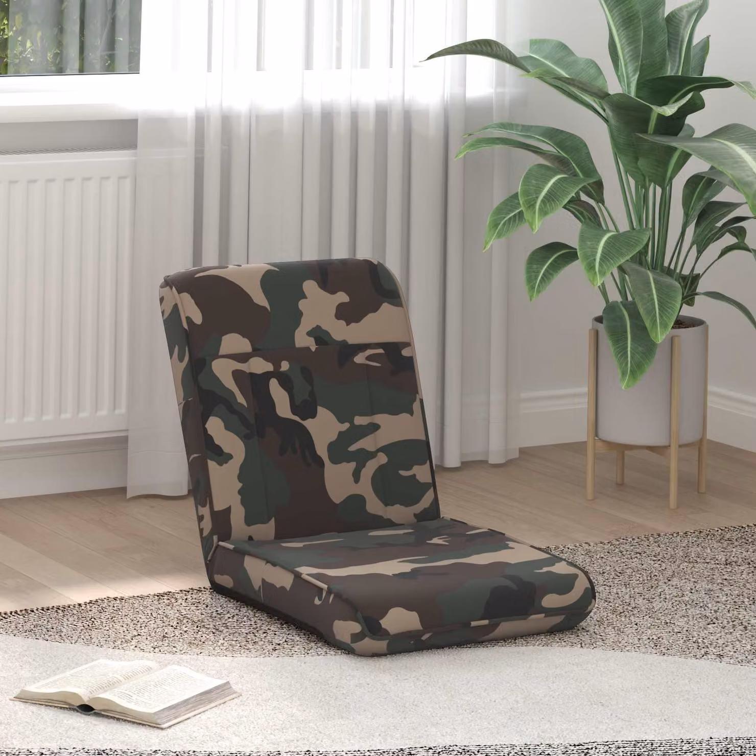Sedia a pavimento regolabile vidaXL in tessuto verde militare