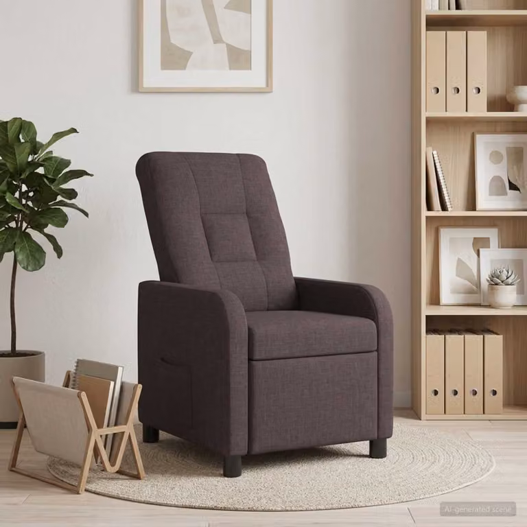 vidaXL Poltrona reclinabile relax in tessuto marrone con braccioli e struttura moderna