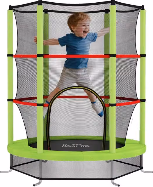 Trampolino Elastico Mini per Bambini 3-6 Anni Xylo con Rete di Sicurezza Verde L: 140 cm, P: 190 cm