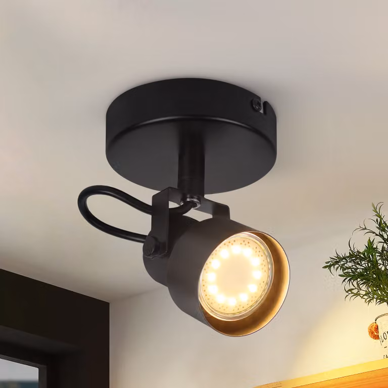 ZMH faretto da soffitto 1 fiamma nero faretto da soffitto 350° rotante faretto da parete GU10 lampada da corridoio vintage retro faretto industriale per soggiorno camera da letto cucina (senza lampadina)