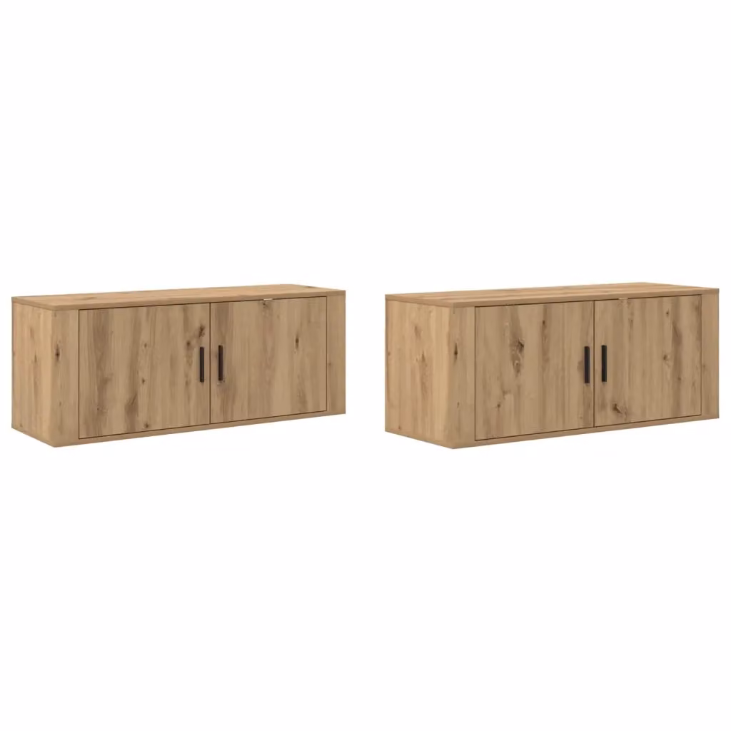 Set di 2 Mobili TV da Parete Moderni vidaXL in Legno Rovere Marrone Opaco – 2