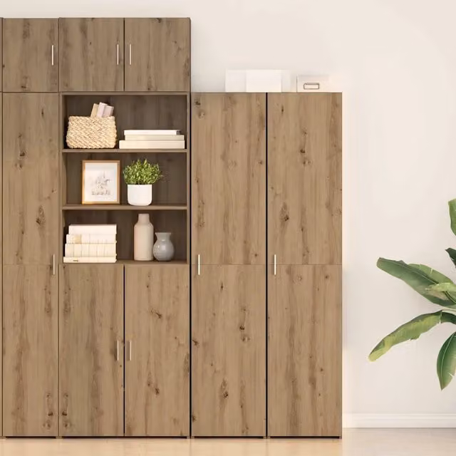 Set di 2 Credenze Moderno vidaXL in Rovere Marrone con Ante a Battente L/P/H: 40 x 42,5 x 185 cm
