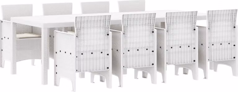 Set da Pranzo per Giardino 9 pcs Grigio chiaro Polipropilene