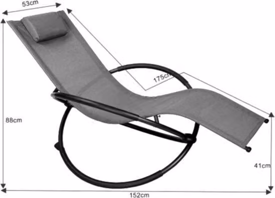 Sedia Oscillante per Esterno - Resistente ai Cambiamenti di Clima & Comoda - Grigio - 152x53 cm