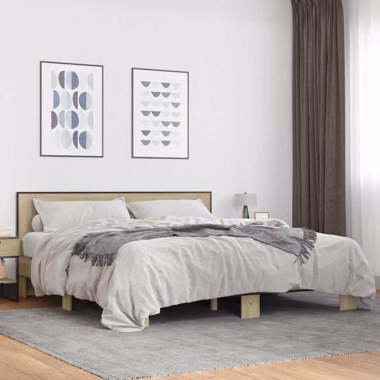 Giroletto vidaXL in Rovere Sonoma e Metallo, L/P: 200 x 200 cm