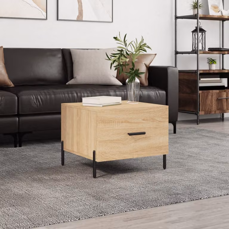 vidaXL Tavolino da Salotto Moderno in Legno e Metallo, Colore Marrone Rovere, L/P/H: 50 x 50 x 40 cm