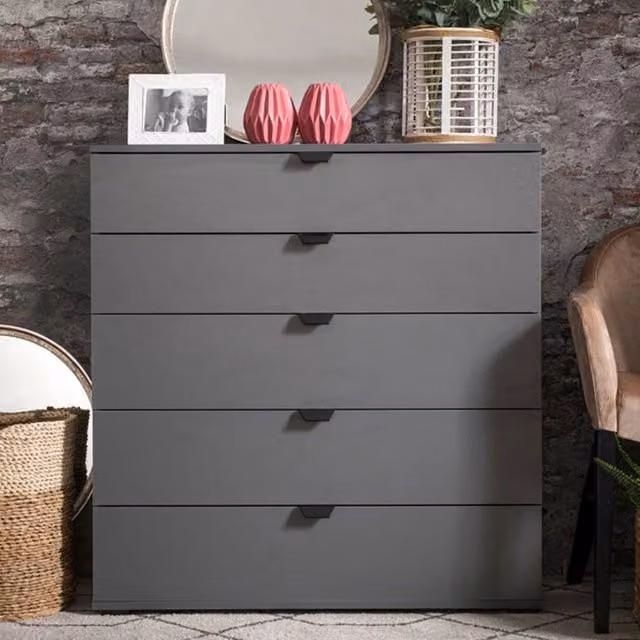 Cassettiera DMORA moderna in MDF nero antracite opaco L: 90 cm, P: 40 cm, H: 95 cm – 1