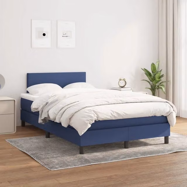 Letto Ibrido con Giroletto a Molle e Materasso vidaXL, Colore Blu e Bianco, L/P: 120 x 200 cm