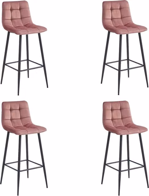 Set di 4 sgabelli da bar Valora LIVI - velluto rosa scuro / gambe nere