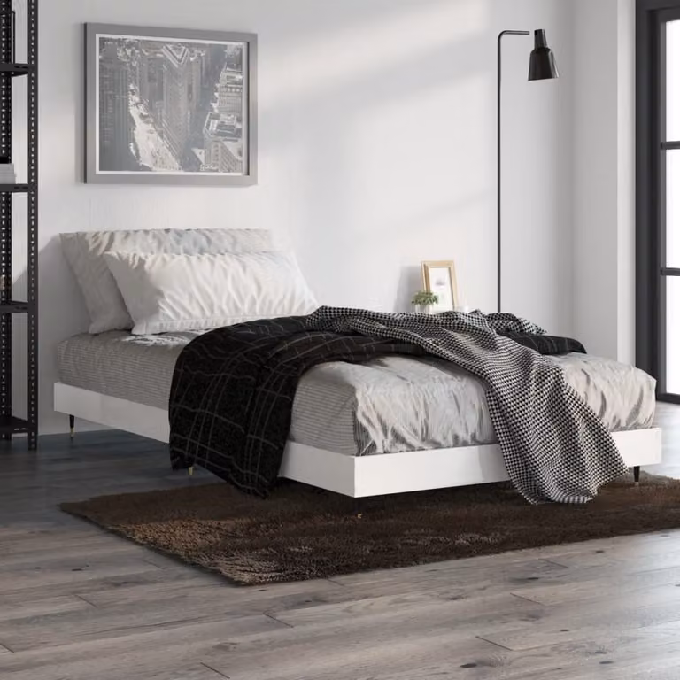 vidaXL Giroletto Bianco Lucido in Legno e Metallo 90x190 cm