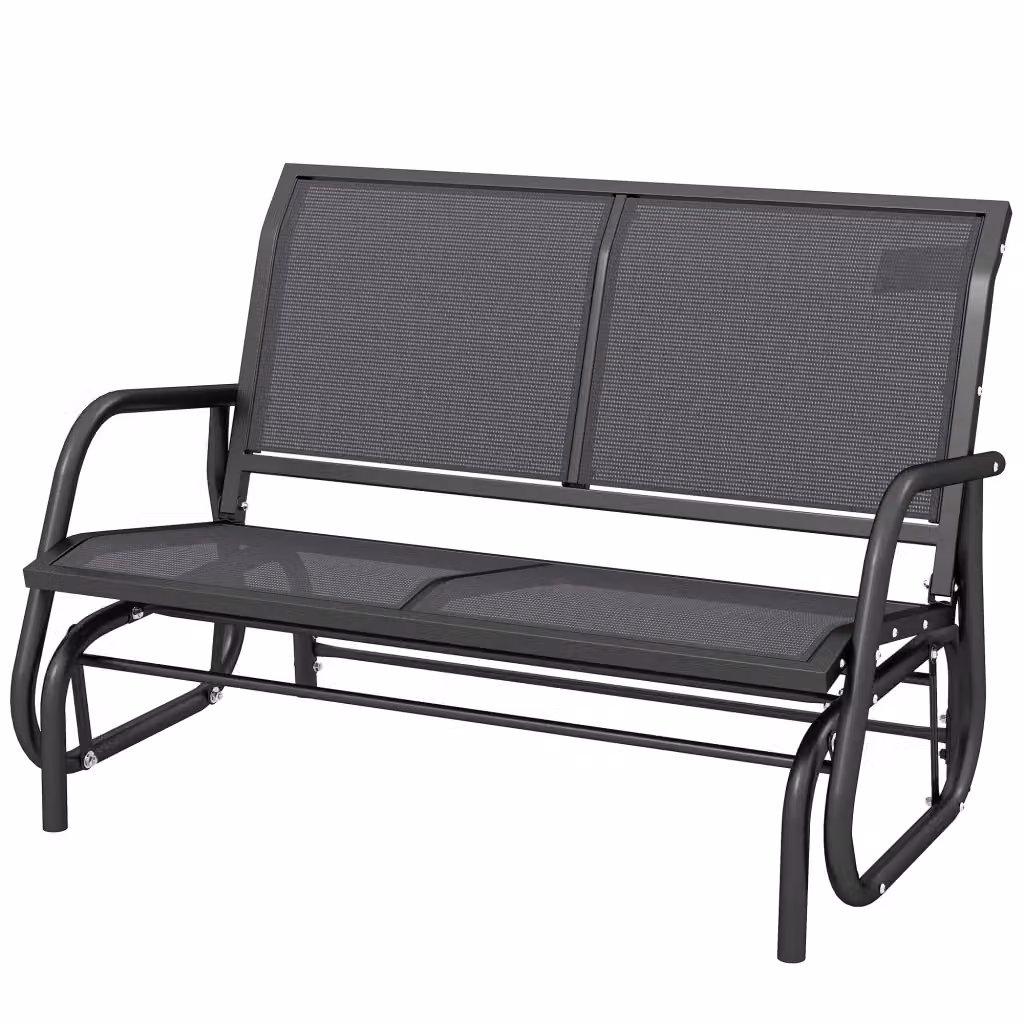 Panchina a dondolo da giardino Minimal a 2 posti in tessuto textilene e acciaio grigio L: 120 cm, P: 70 cm, H: 85 cm – 2