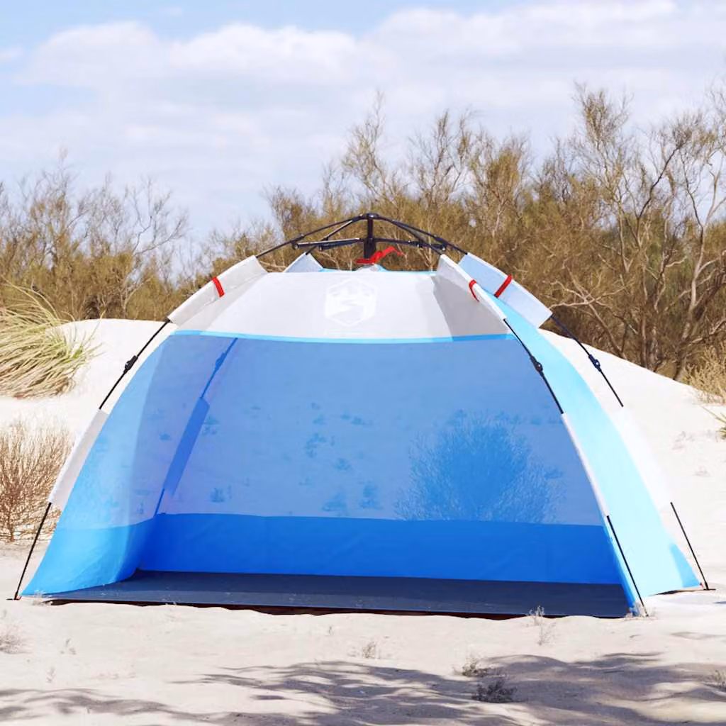 vidaXL Tenda da Spiaggia per 2 Persone, Blu, Impermeabile in Poliestere, L/P/H: 195 x 115 x 101 cm
