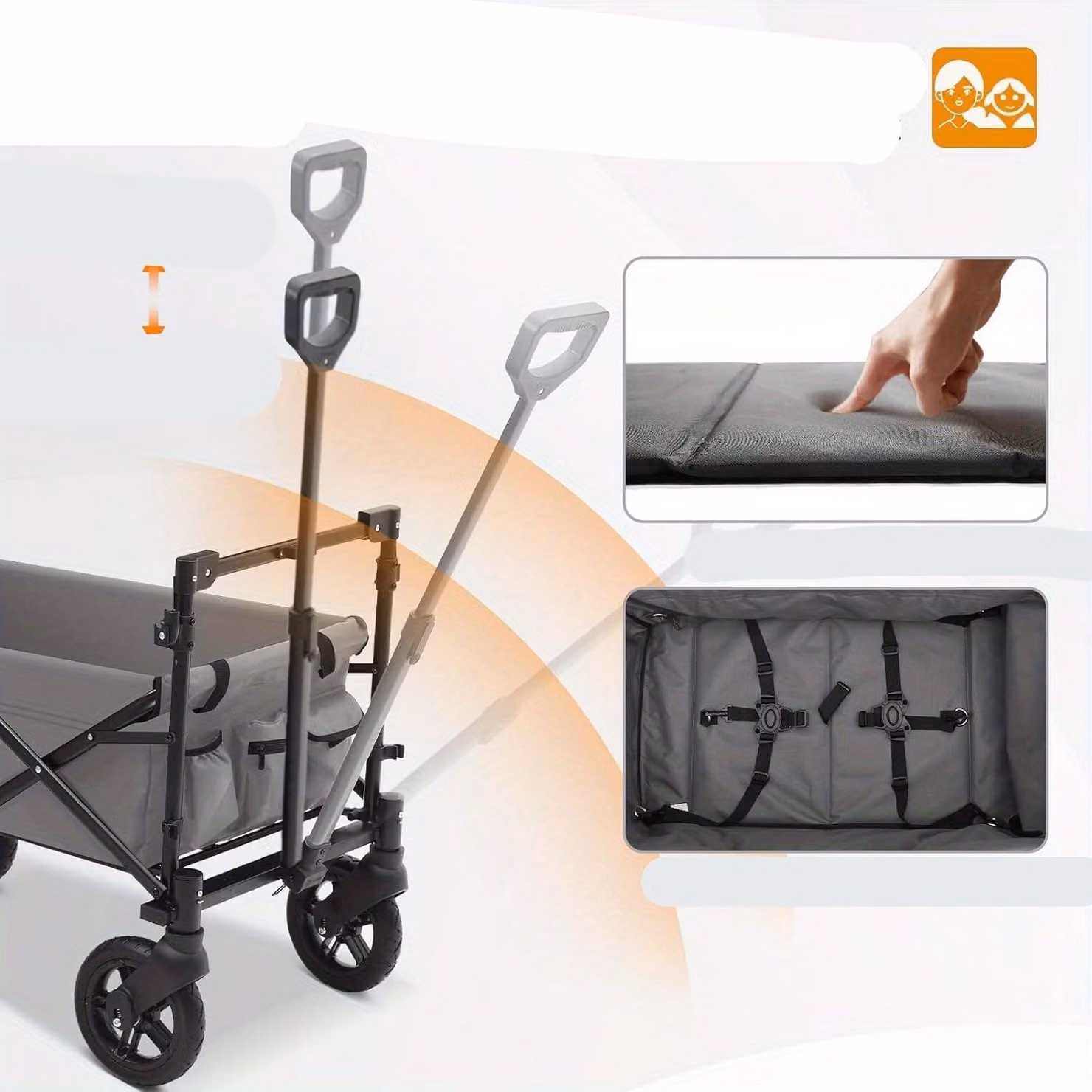 Bolderkar - Carrello pieghevole - Passeggino - Carrello da trasporto - Carrello da giardino - Capacità di carico: 150 kg