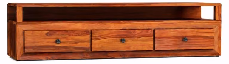 Mobile TV in legno massello, contenitore laterale, design moderno, 3 cassetti