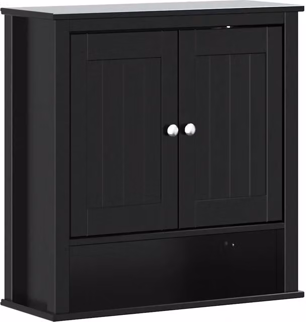 Armadio da bagno a muro BERG Design In nero in legno massello di pino L: 69,5 cm, P: 27 cm, H: 71,5 cm