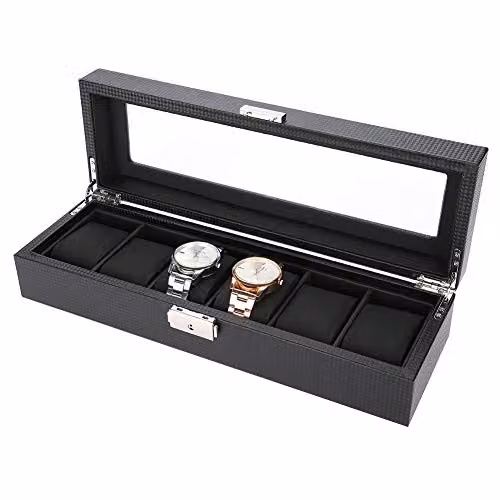YUYTE Scatola Porta Orologi con 6 Scomparti,Vassoio di visualizzazione per Organizer per scatole per Orologi con Scomparti Separati per Orologio,Bracciale,Collana