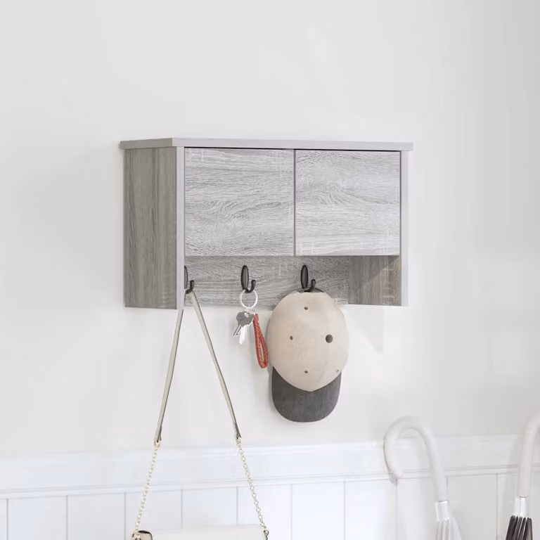 vidaXL Appendiabiti a muro moderno Grigio, L 50 x P 20 x H 30 cm