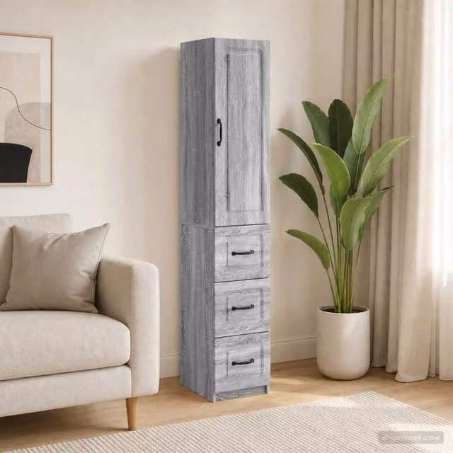 Set di 2 armadi moderni vidaXL in legno e metallo grigio opaco L/P/H: 33 x 34,5 x 87 cm