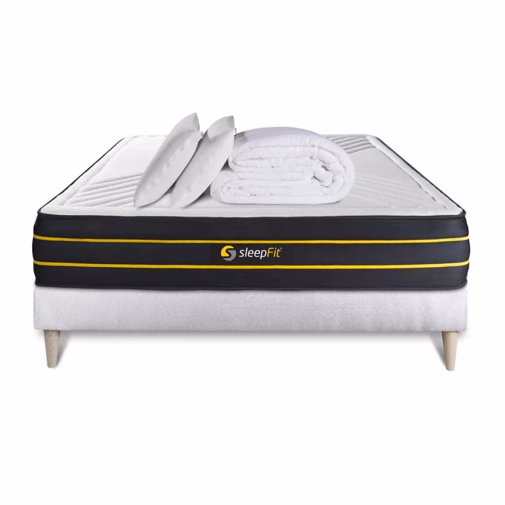 Set letto completo Sleepfit Ultra con materasso, box spring con doghe, 2 cuscini e piumino, colore bianco, L/P: 180 x 200 cm – 2