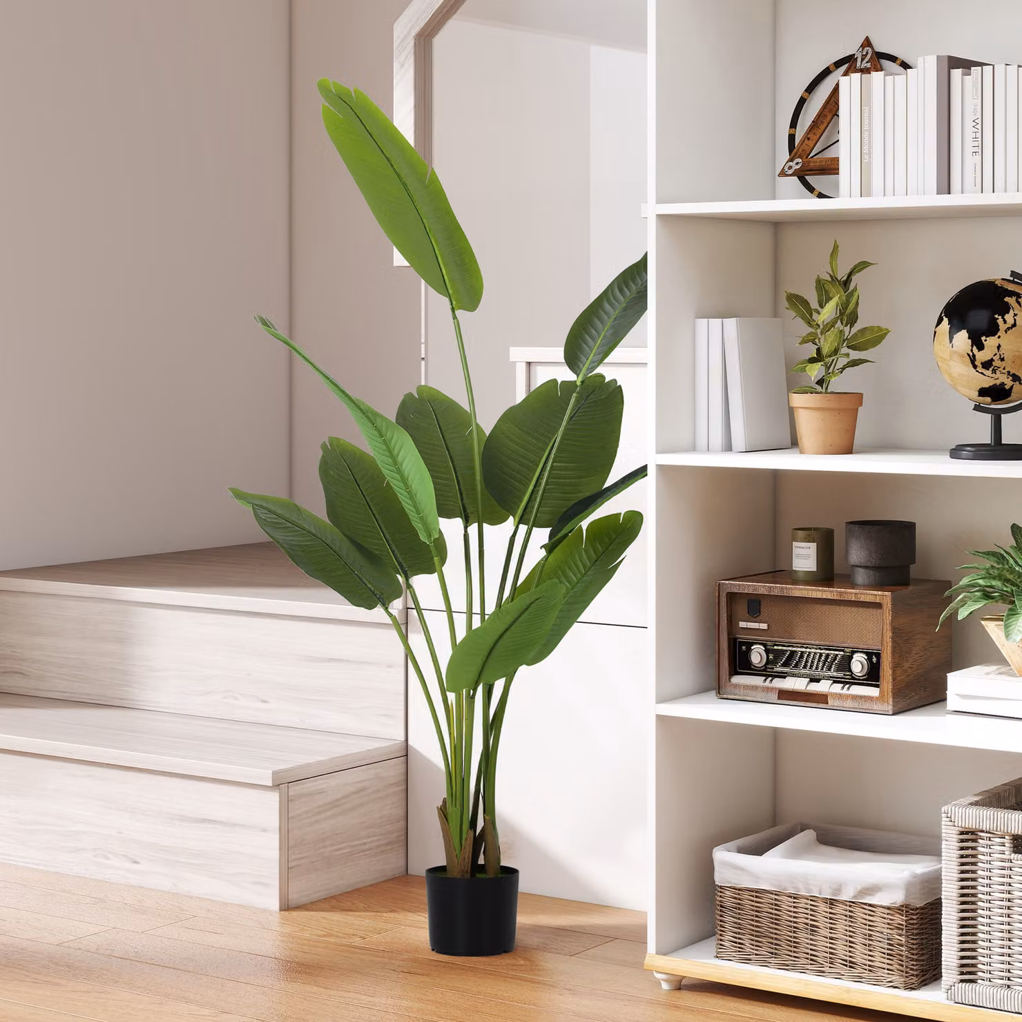 Pianta artificiale verde HOMCOM con 10 foglie in PEVA e vaso, Altezza: 160 cm, Diametro vaso: 16,5 cm – 2