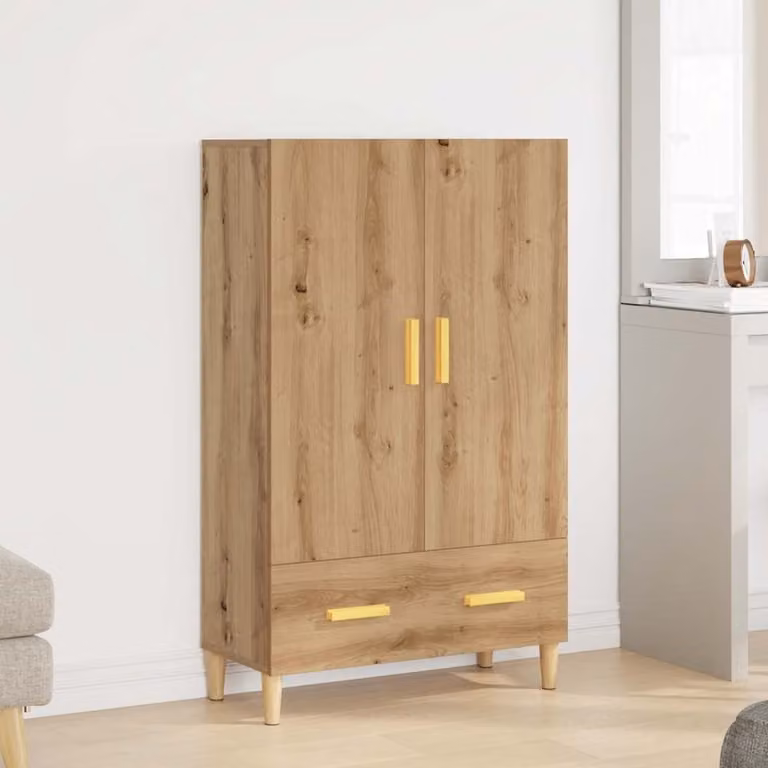 Credenza in stile industriale vidaXL in legno multistrato color rovere e metallo, L 70 cm x P 31 cm x H 115 cm