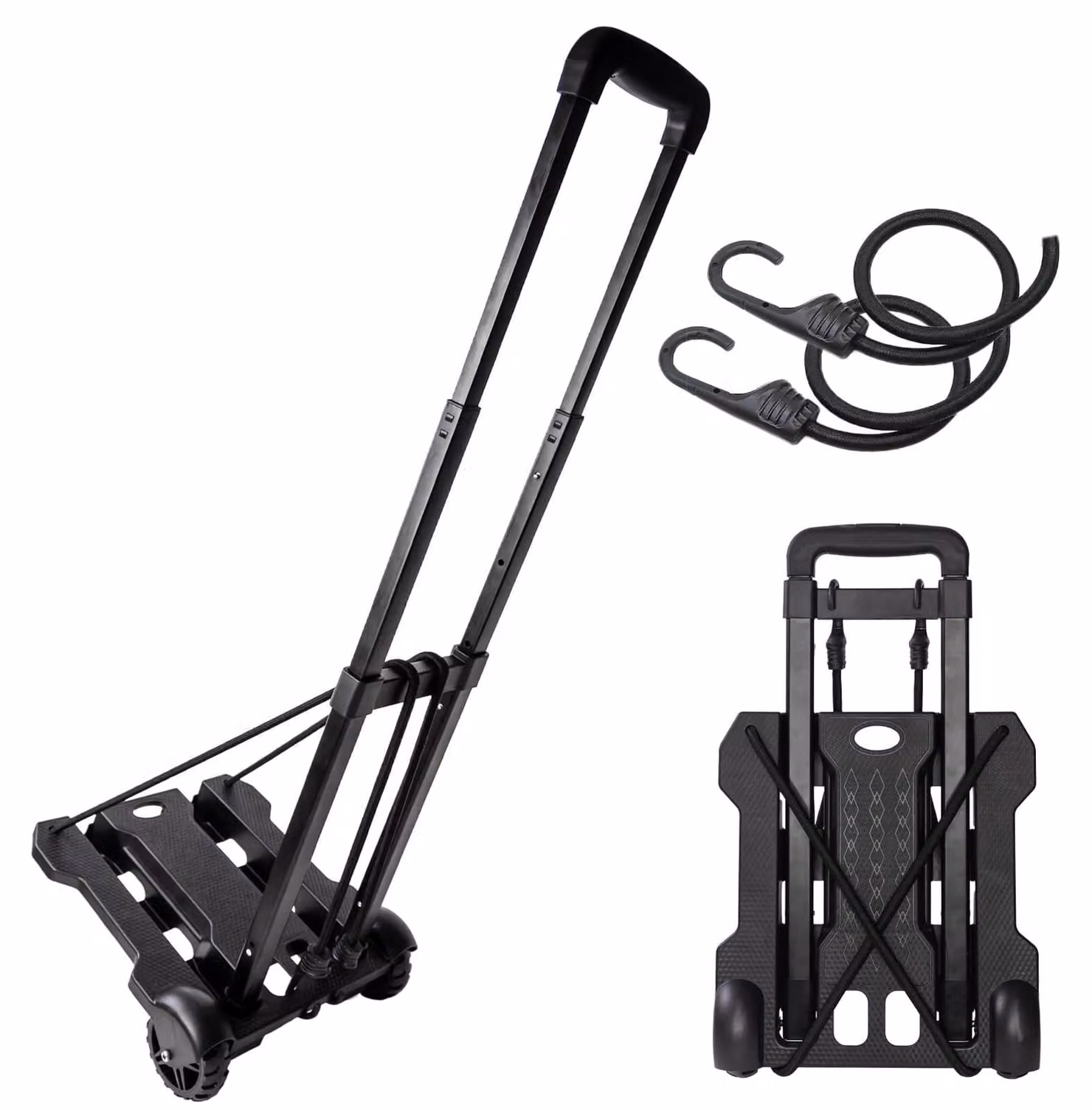 Carrello pieghevole per il trasporto di oggetti, carrello zaino, carrello per bagagli pesanti con 2 cinghie elastiche
