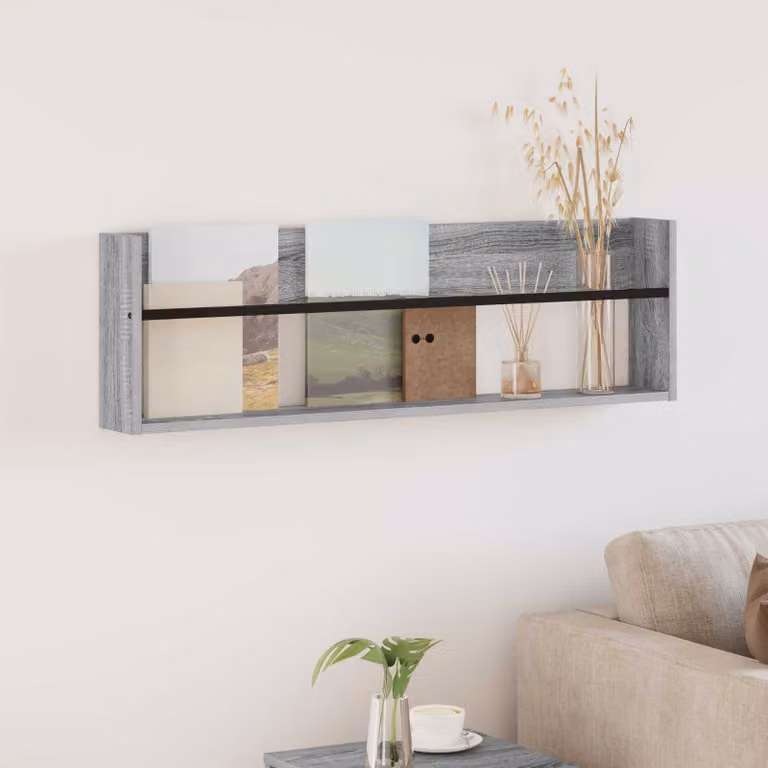Scaffale per riviste vidaXL Grigio, moderno e da parete, L 100 x P 12 x H 30 cm