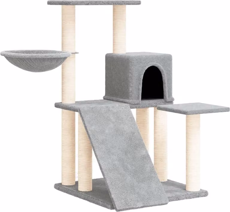 Albero per Gatti con Tiragraffi in Sisal Grigio Chiaro 82 cm