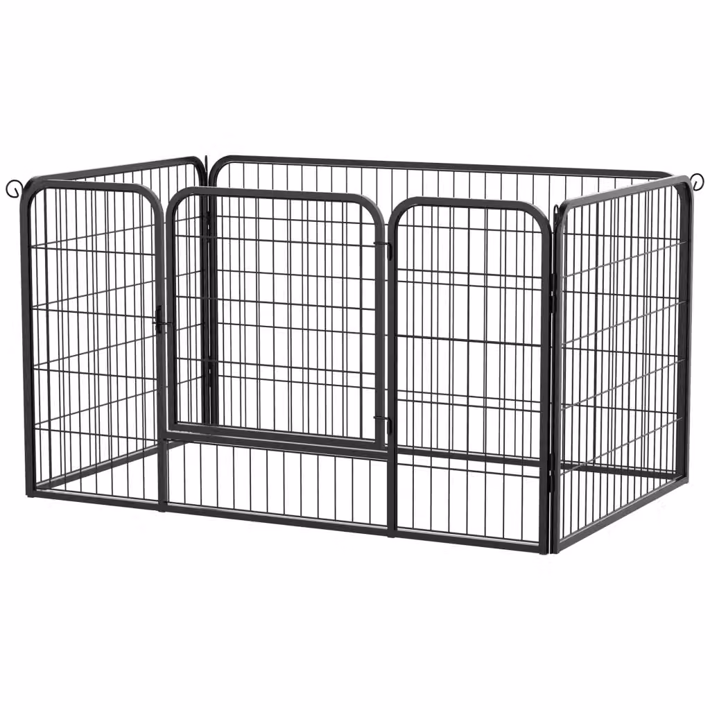 Recinto per cani Minimal in metallo con porta, colore nero, L 125 x P 80 x H 70 cm – 2