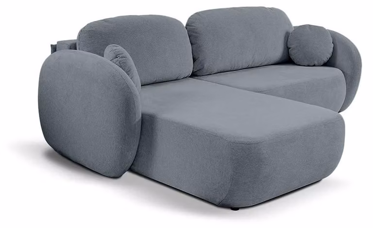 Divano angolare con funzione letto, modello Olemo, lato sinistro, colore grigio-blu "Nebel"