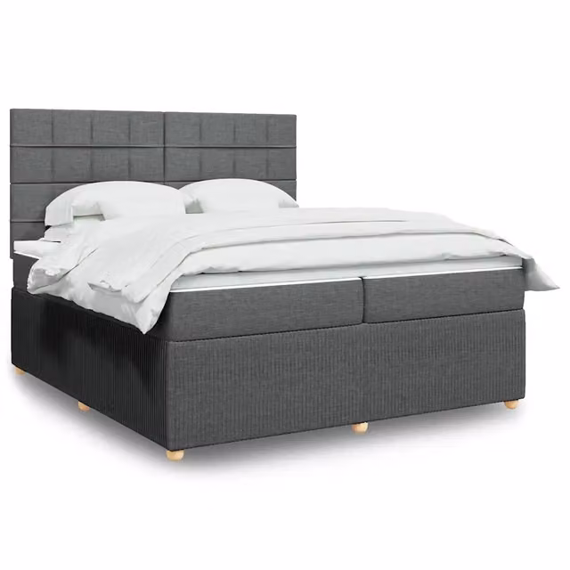 Letto Ibrido vidaXL con Giroletto a Molle e Materasso Grigio e Bianco L/P: 200 x 200 cm