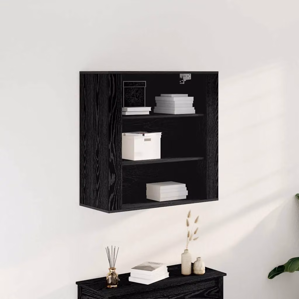 Armadietto a muro vidaXL moderno con ripiani e ante, Nero opaco, L 80 x P 33 x H 80 cm