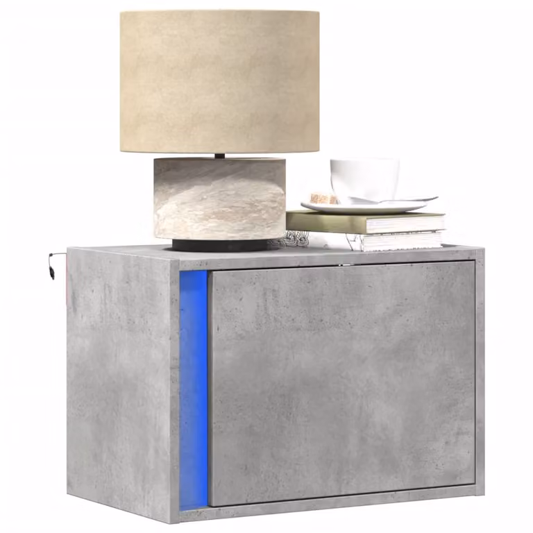 vidaXL Comodino a Parete con Luci LED Grigio Cemento