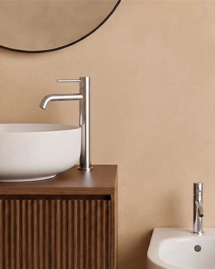 Coppia rubinetti lavabo alto e bidet senza scarico cromo Memo