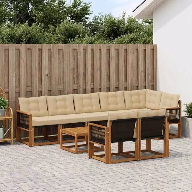 Set di divani da esterno 9 pz Naturale e Beige 3382049