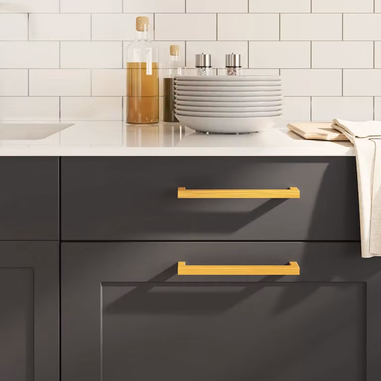 Set di 5 maniglie per mobili a barra vidaXL in acciaio inox spazzolato color oro